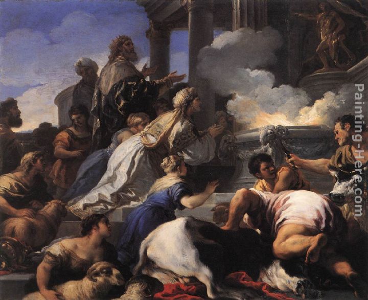 Psyche's Parents Offering Sacrifice to Apollo painting - Luca Giordano Psyche's Parents Offering Sacrifice to Apollo art painting